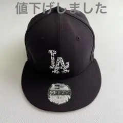 New Era キャップ　ダルメシアン柄　ブラック LA 7 3/8 ニューエラ