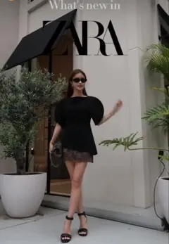 ZARA ZWコレクション パフスリーブトップス M 新品 ブラック - メルカリ