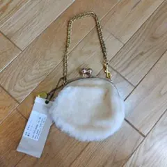 がま口　ミニバッグ　羊革ムートン