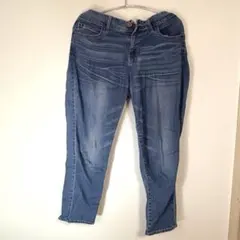 クロッシー プレミアム 冷感 デニム ブルー クロップドパンツ