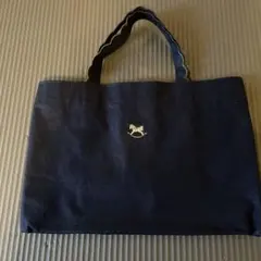 ネイビー 馬刺繍 トートバッグ