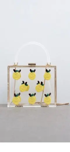 【最終値下げ】ZARA クリア　レモン柄バッグ　ショルダーあり