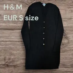 H&M ブラック ロング リブ カーディガン EUR S
