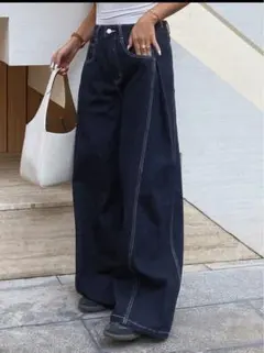 dazy トレードデニムパンツ　ダークブルー ワイドレッグデニム