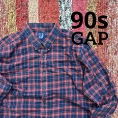 90s OLD GAP チェック柄 長袖シャツ オールドギャップ 紺タグ