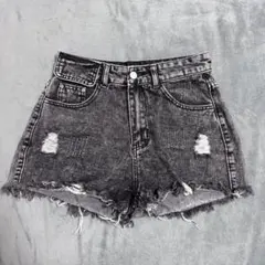 レディース　デニム　ショートパンツ　ブラック