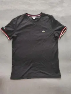 黒 Tシャツ リブ付き袖刺繍ロゴ