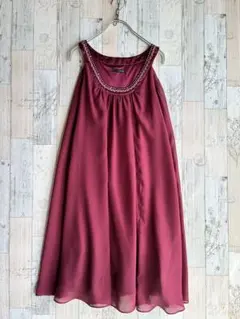 美品　アクシーズファム　パーティドレス　襟ビシュー　裾レース　M