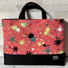 レッスンバッグ＊ペイント柄OR/BK