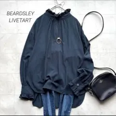 ビアズリー 24AW 《LIVETART》エリフリルシャツ 紺 ネイビーのサムネイル