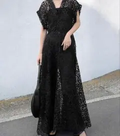 最終値下げ　 レース ブラック ロングドレス