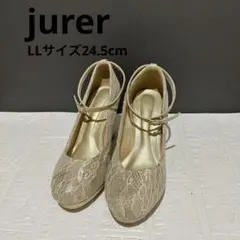 jurer 3WAYプラットフォームレースグリッターパンプス