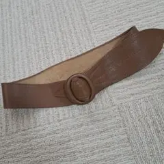 レザー ベルト リングバックル付き　ブラウン