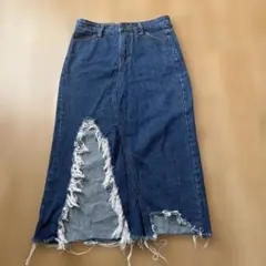 SPRAY PREMIUM フリンジデニムロングスカート