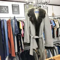 ♯380 BURBERRY LONDON ロングコート日本製フェイクファー女優襟