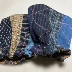 藍染古布と刺し子のアームカバー