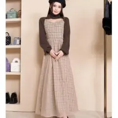 ダーリッチ　チュールドッキングチェックワンピース