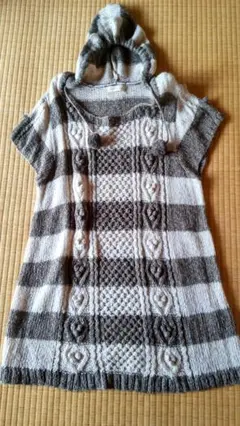 フード付きニットチュニック 4L　大きいサイズ