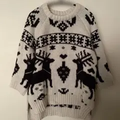 ノルディック柄ニットセーター トナカイ柄