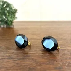 ❤︎未使用❤︎ レトロ　イヤリング　オニキス　オーバル