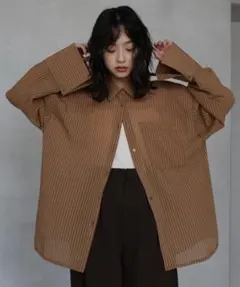 hellam シアーアソートシャツ　ブラウン