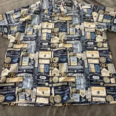 ROCAWEAR 半袖シャツ XL ネイビー/ベージュ　千葉雄喜 kohhのサムネイル