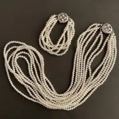 パール6連ネックレス・3連ブレスレット2点セット　ビンテージ　Y2K