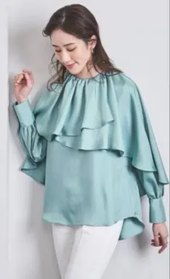 ♡美品♡ FOXEY 40 人気 フリル ブラウス ネイビー ANY SIS 【接触冷感・吸水速乾・UVカット】サラキレイ フリル