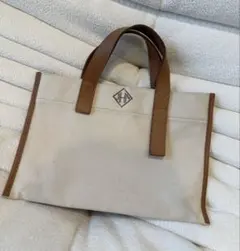 顧客限定 PRADA キャンバス ミニトートバッグ ベージュ キャメル 箱付 