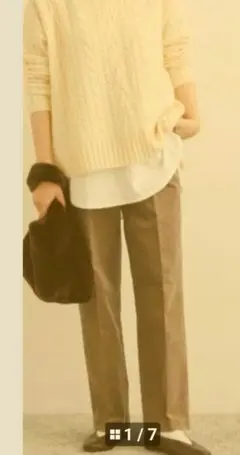 ブラウンコーデュロイストレートパンツ