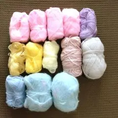 モヘア毛糸　まとめ売り　ピンク　黃　水色
