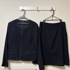Reflect ネイビー ノーカラージャケット　スカート　セットアップ 11号