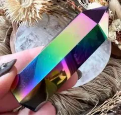 【斜めファントムの美しい】ブルー&パープルのバイカラーオーラ水晶六角柱ポイント⑦ 斜めファントムの美しい】ブルー&パープルのバイカラーオーラ水晶六角