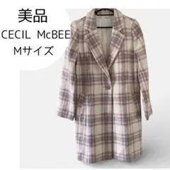 チェック チェスター コート ピンク セシルマクビー　CECIL McBEE　Mのサムネイル