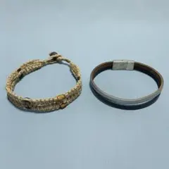 TAKEO KIKUCHIレザーブレスレット黒銀 NBヘンプブレスレットのセットのサムネイル