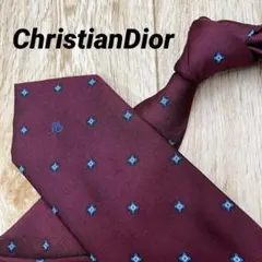 専用 ChristianDior ネクタイ 剣先ロゴ ボルドー シルク100