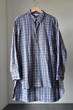 50s 60s vintage グランパシャツ フランス製 チェック ブルー