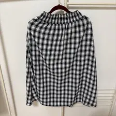 アーバンリサーチドアーズ　チェック柄フレアスカート　ブラック　ホワイト