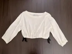 ZARA アイボリー クロップドトップス 七分袖