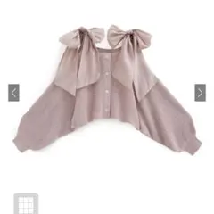 GRL ショルダーリボンオフショルラメニットカーディガン[gn334] ピンク