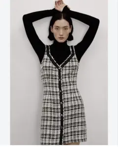 ZARA ワンピース　チェック柄キャミワンピース