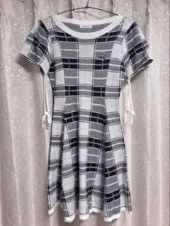 evelyn ワンピース チェックフレアニットOP ワンピース