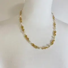 ゴールドとパールのチェーンネックレス AM4