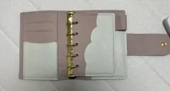 システム手帳+リフィル ポケット 本革 柔らかい ミニ5 ピンク+白