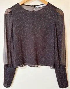 ZARA TRAFALUC ハート柄 シースルー 長袖ブラウス Sのサムネイル
