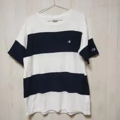 Champion チャンピオン　パネルショートスリーブTシャツ ボーダー XL