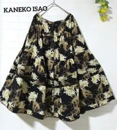 【KANEKO ISAO　カネコイサオ】　花柄　スカート 　ブラックのサムネイル
