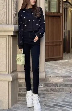 ハイウエストスキニーデニムパンツ