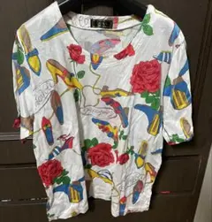 美品❣️ LOTUS 靴とバラのプリント 半袖Tシャツ