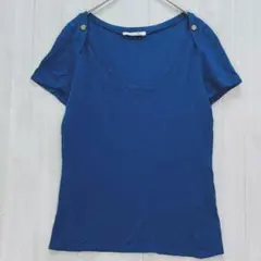 ラコステ　オーバルネックTシャツ　薄手　青　34のサムネイル
